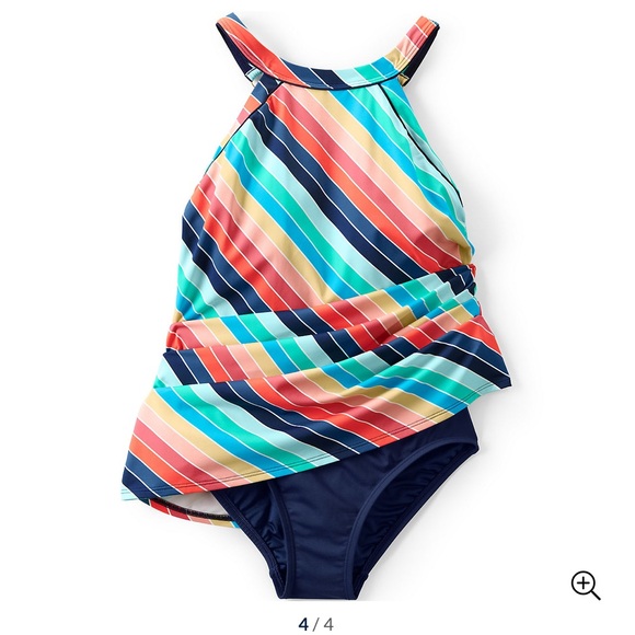 Lands' End Swim Lands End High Neck Swim Dress Multi Color Poshmark